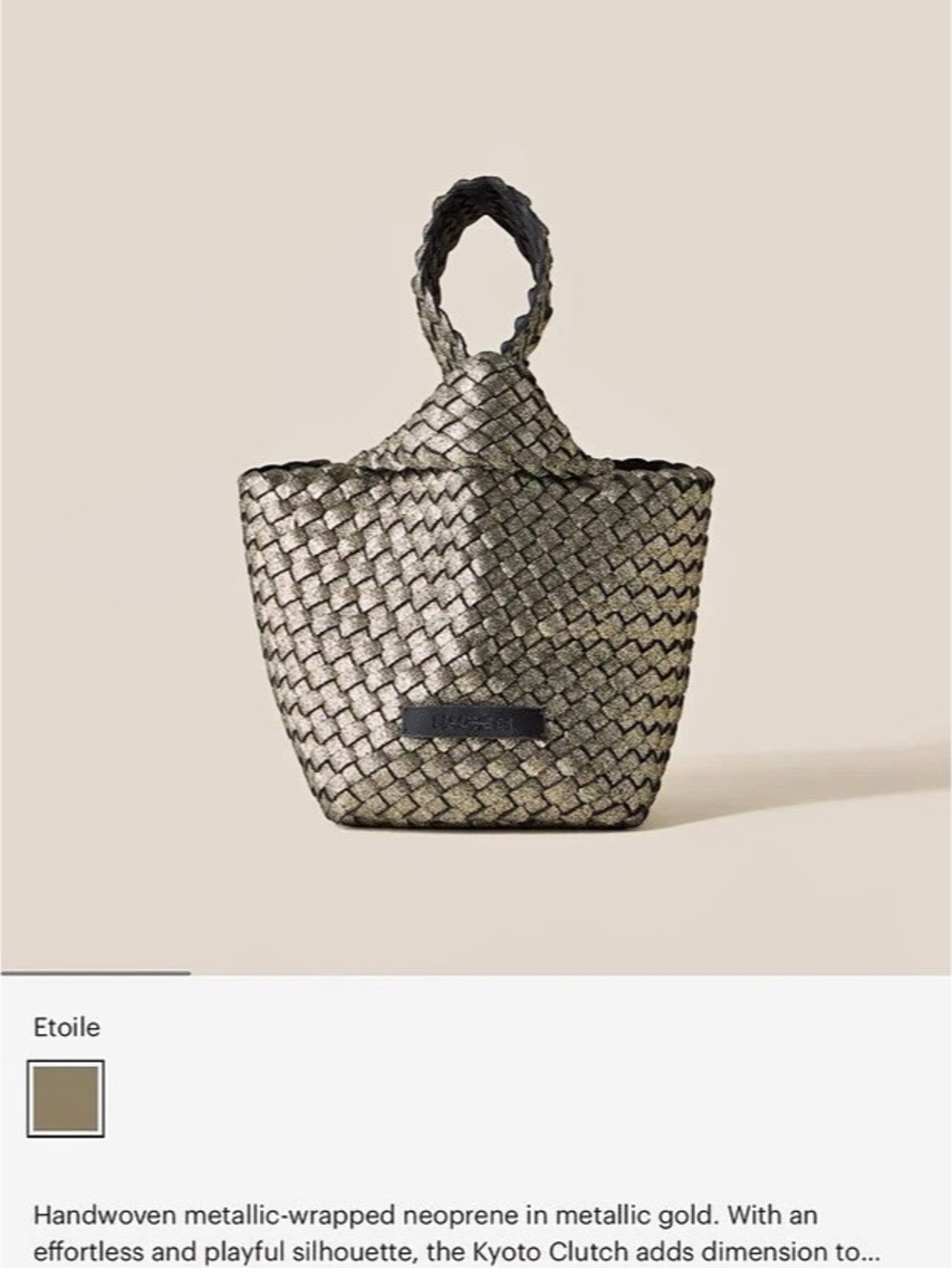 Naghedi Kyoto Clutch Metallic Woven Tote in Gold & Black